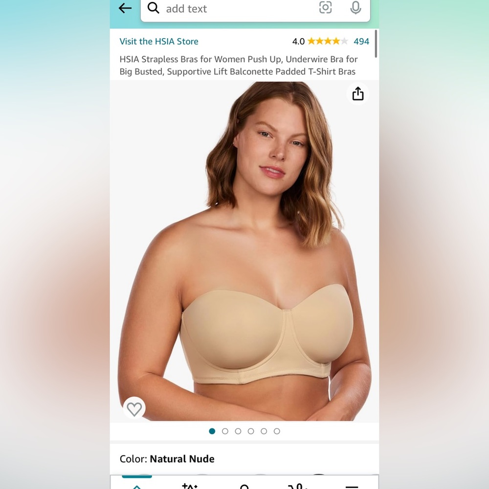 HSIA Underwire strapless bra